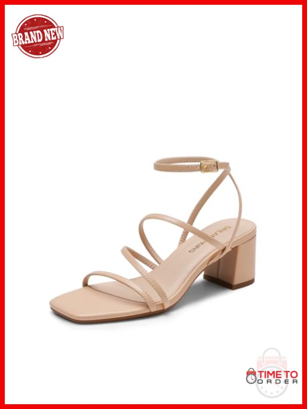 Womens Strappy Block Heel Sandals Square Toe Faux Leather Party Dress Heels